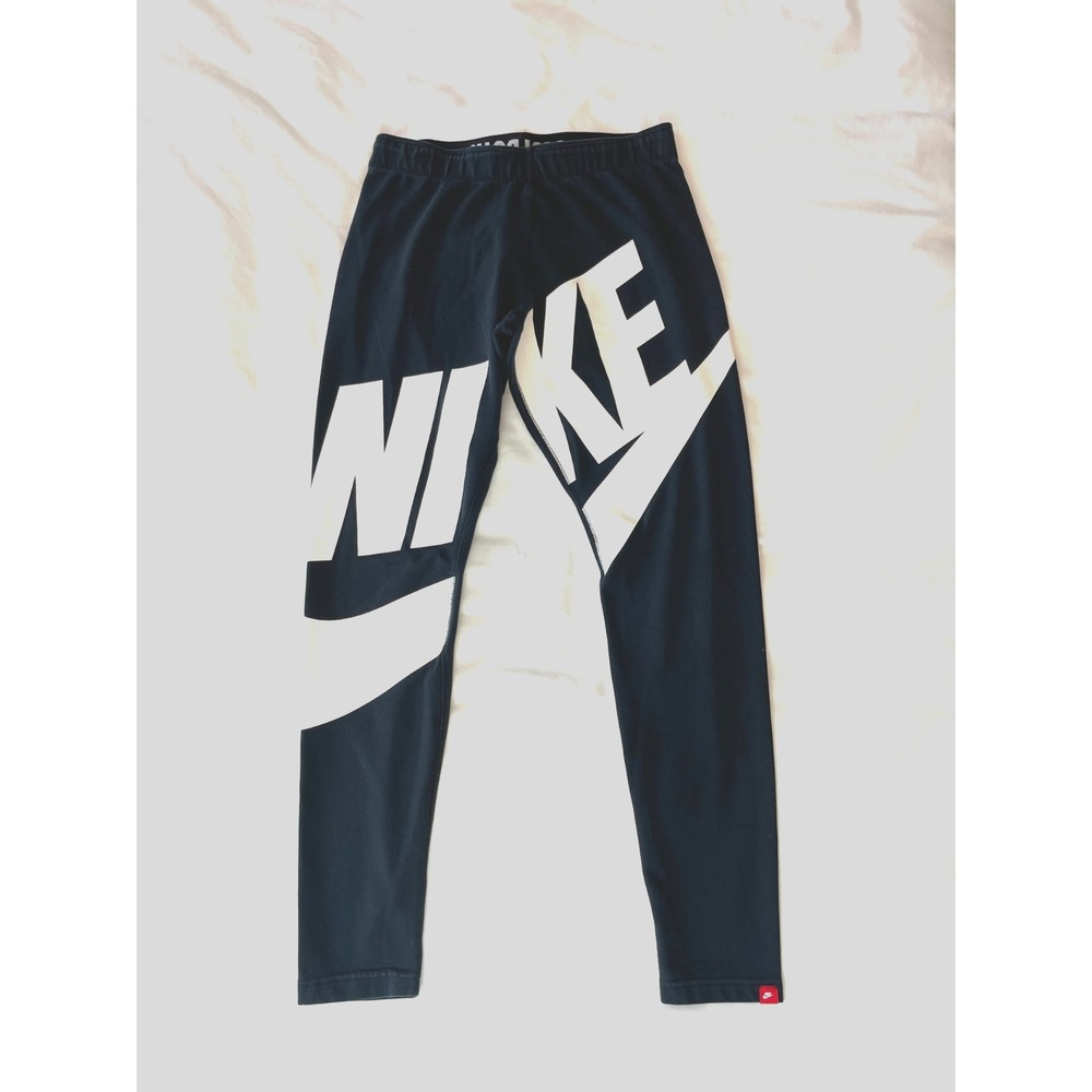 Nike Sportswear Leggings Womens M Black Logo Swoosh HBR Leg-A-See 726087-010